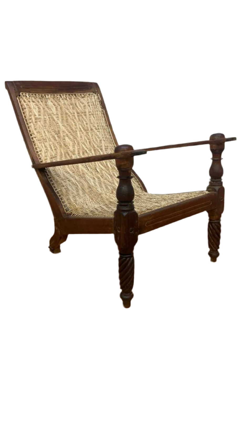 Antique Woven Back British Colonial Plantation Tea Chair