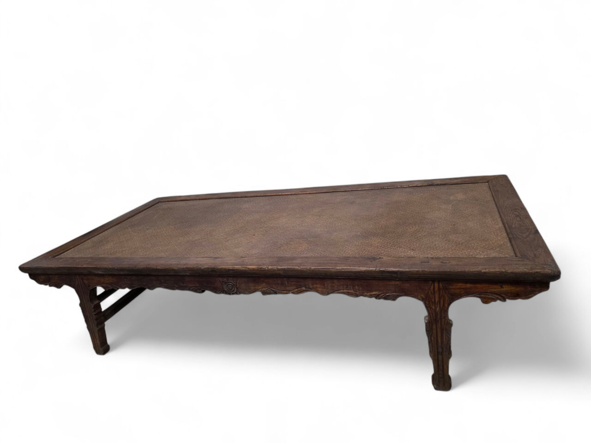 Antique Shanxi Province Ming Dynasty Elm and Rattan Coffee Table