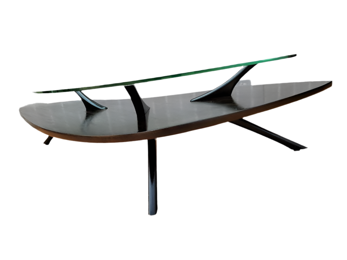Mid Century Modern Atomic Boomerang Vladimir Kagan Style Kidney Shape Coffee Table