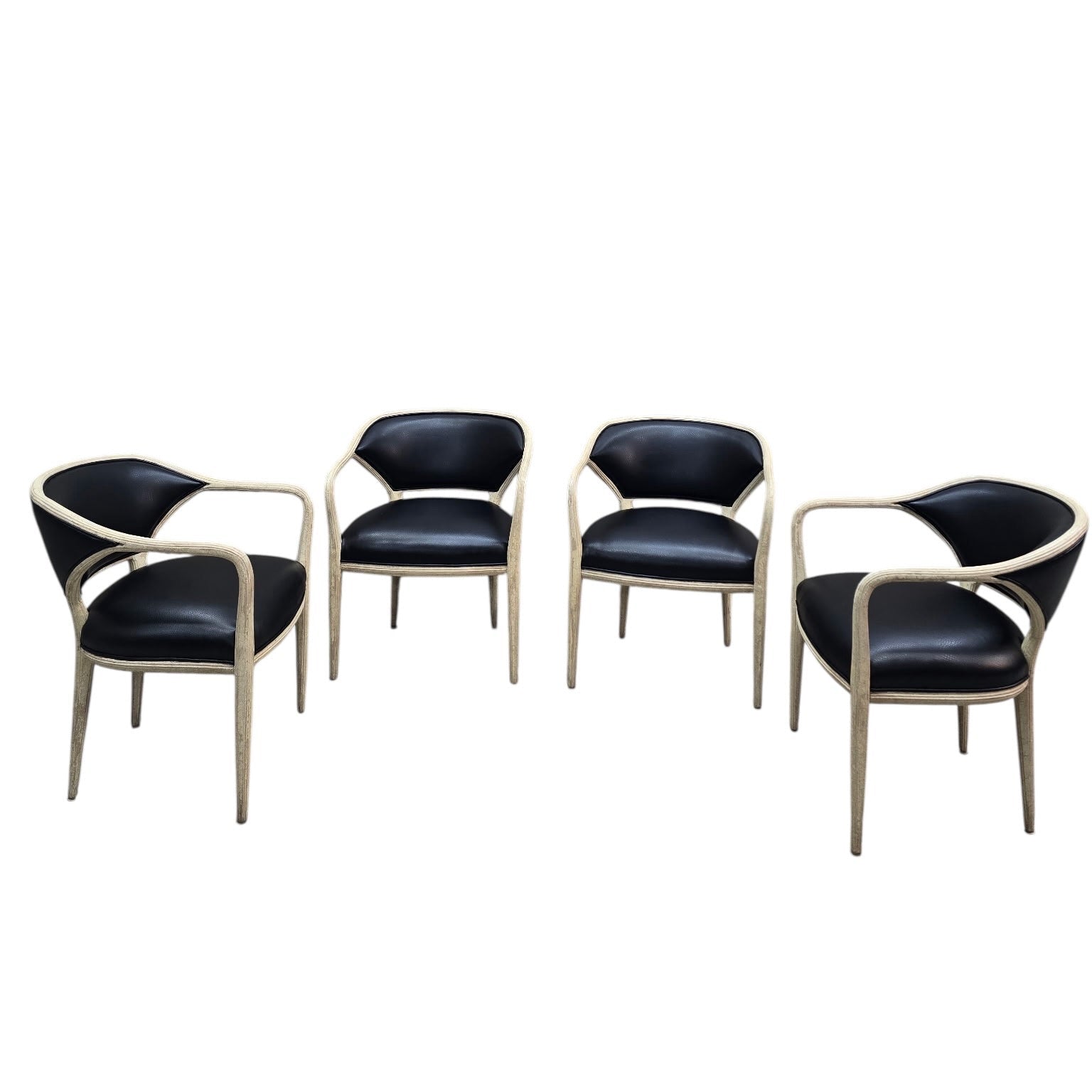 Modern Contemporary Textured Barrel Back Dining Armchairs – 4