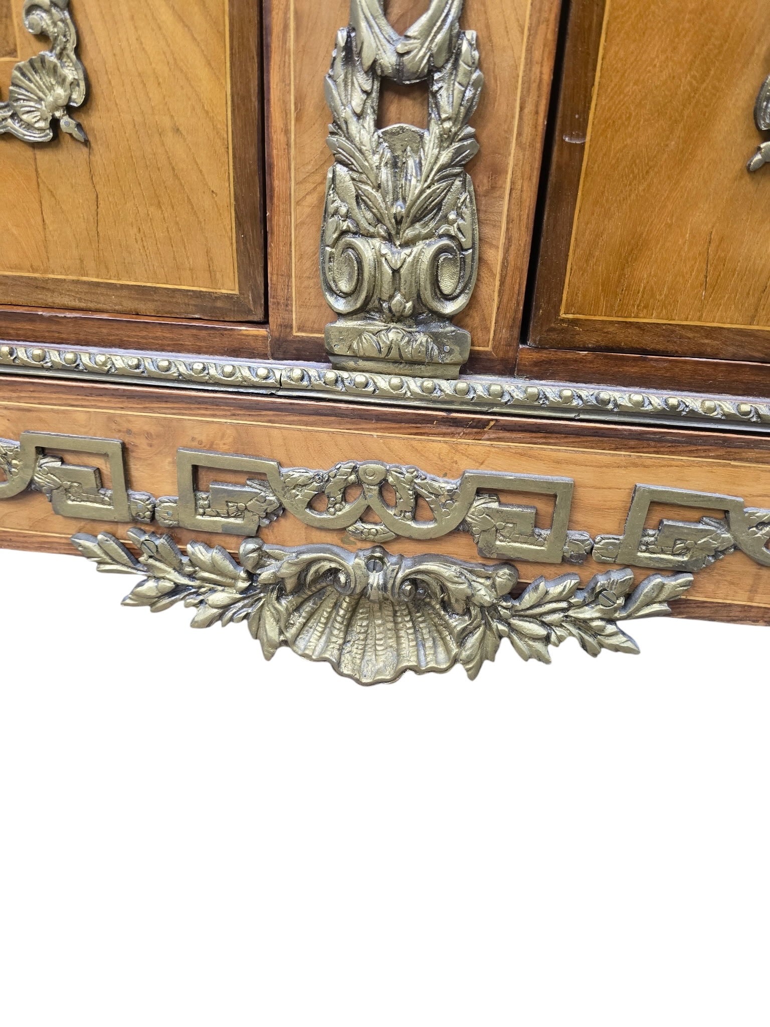 Antique French Louis XVI Style Bronze Mounted Marble Top Cabinet / Server