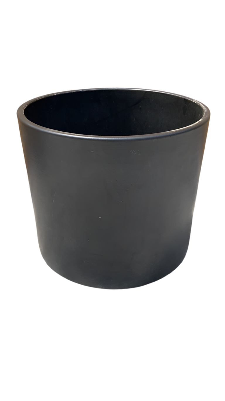 Mid Century Modern Multi Color Ball Sculpture on a Gainey Ceramics Black Clay Planter - 2 Piece Set