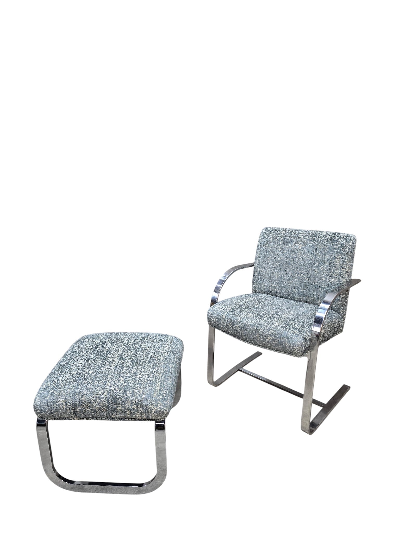 MCM Milo Baughman Chrome Chair and Ottoman