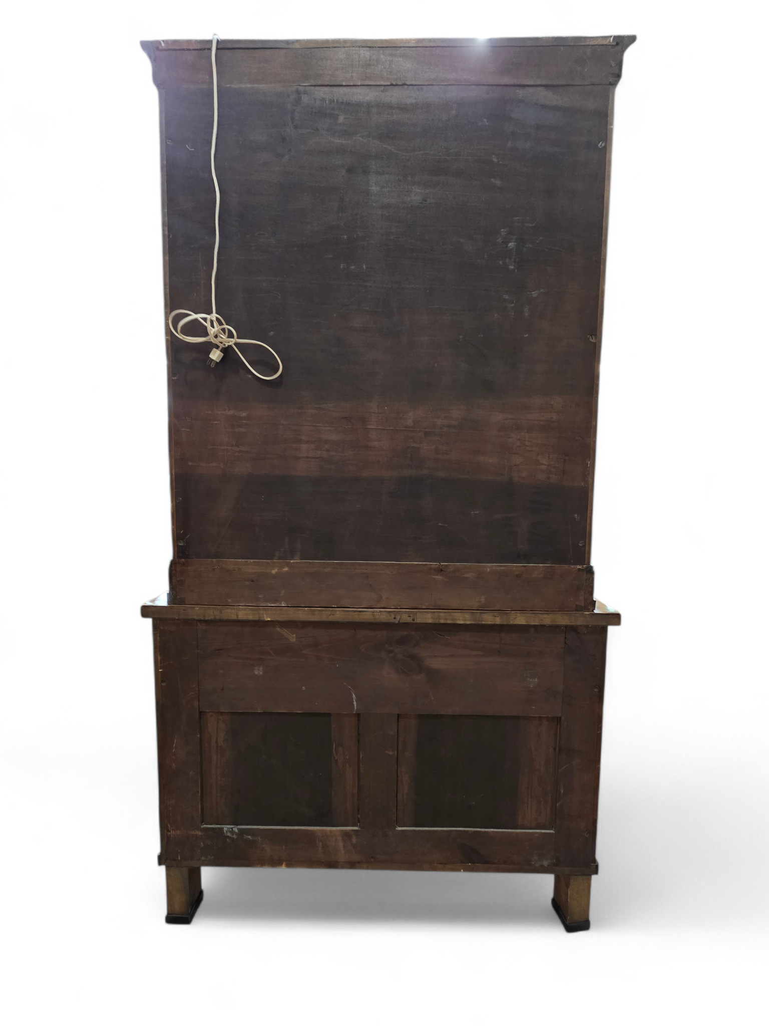 Antique Biedermeier Style Walnut Bookcase Vitrine