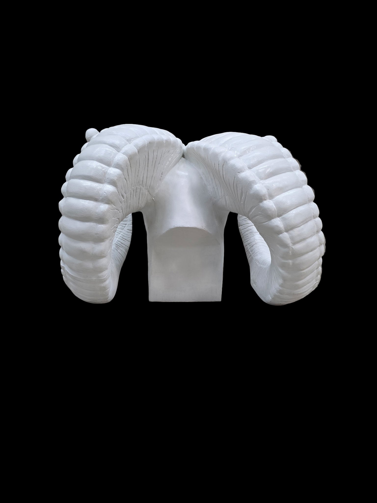 Vintage White Rams Head Statue