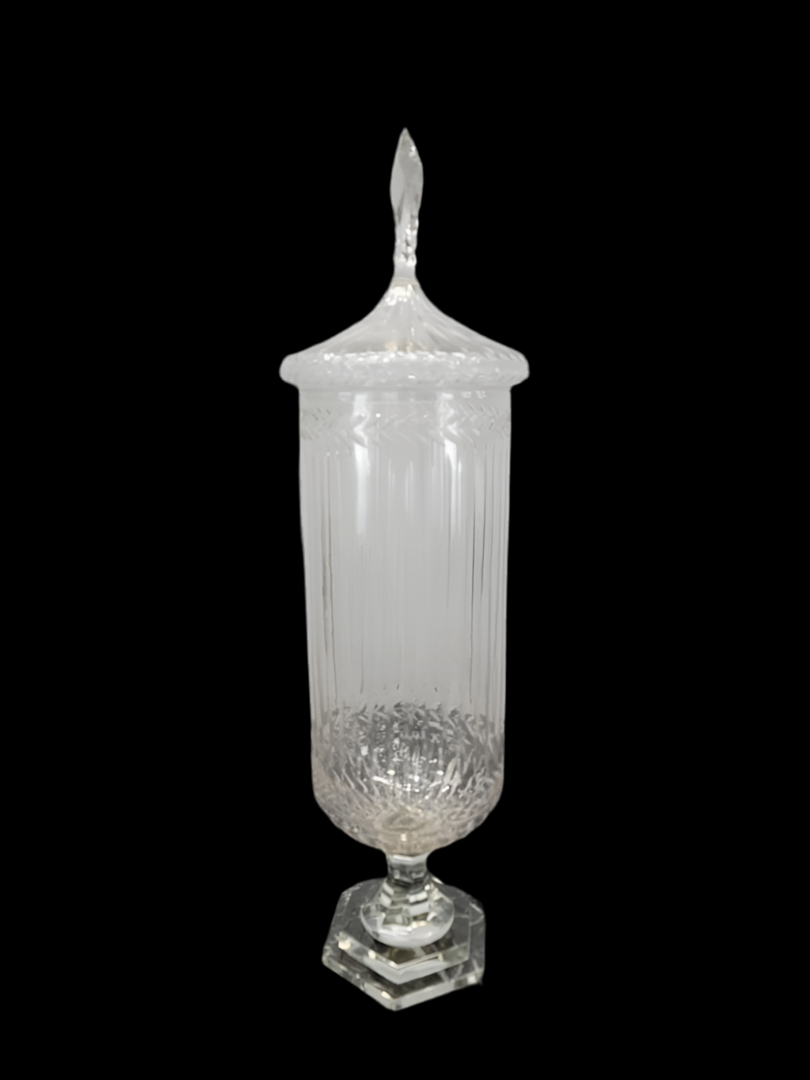 Antique Etched Glass Bonbonniere - Set of 3