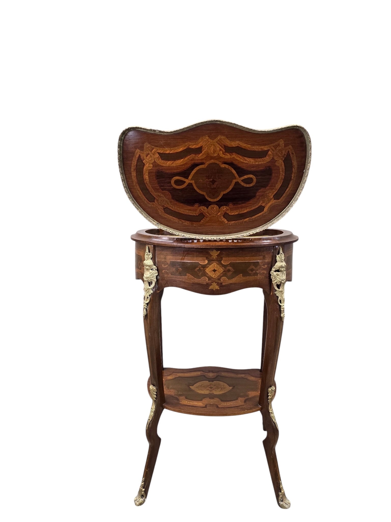 Vintage French Louis XV Style Marquetry Jewelry Cabinet