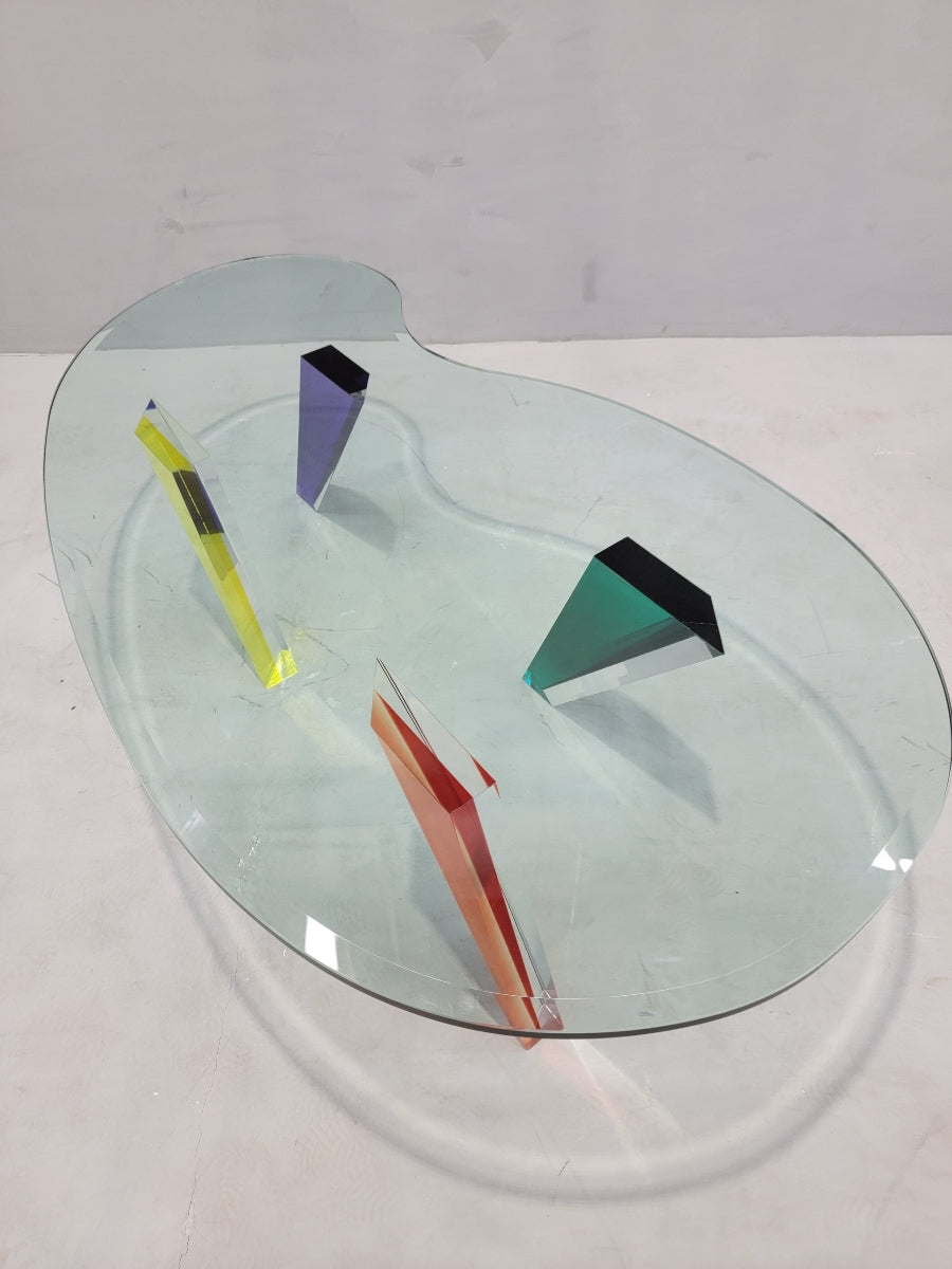 Vintage Postmodern Multi-Colored Lucite Glass Free-Form Coffee Table by Vasa Mihich