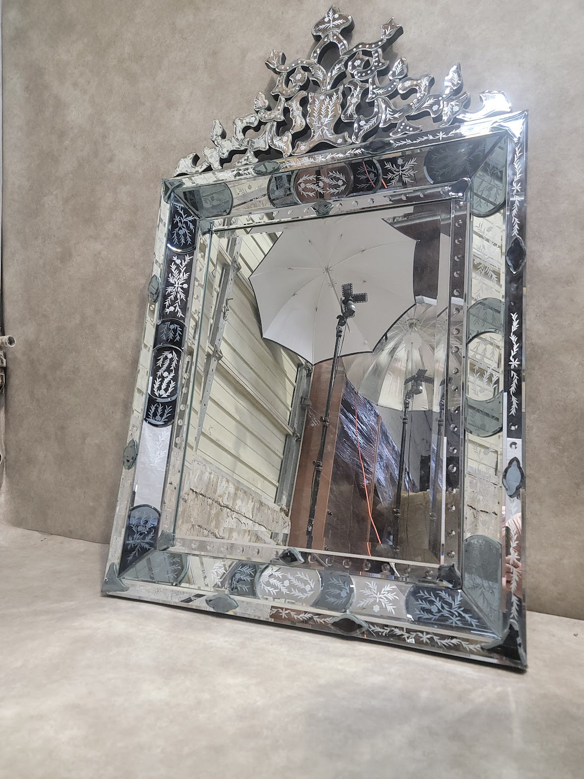 NEW - Vintage Etched & Beveled Wall Venetian Wall Mirror
