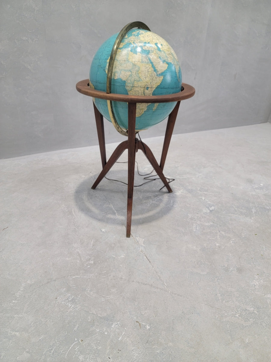 Mid Century Modern Illuminated World Globe by Edward Wormley for Dunbar