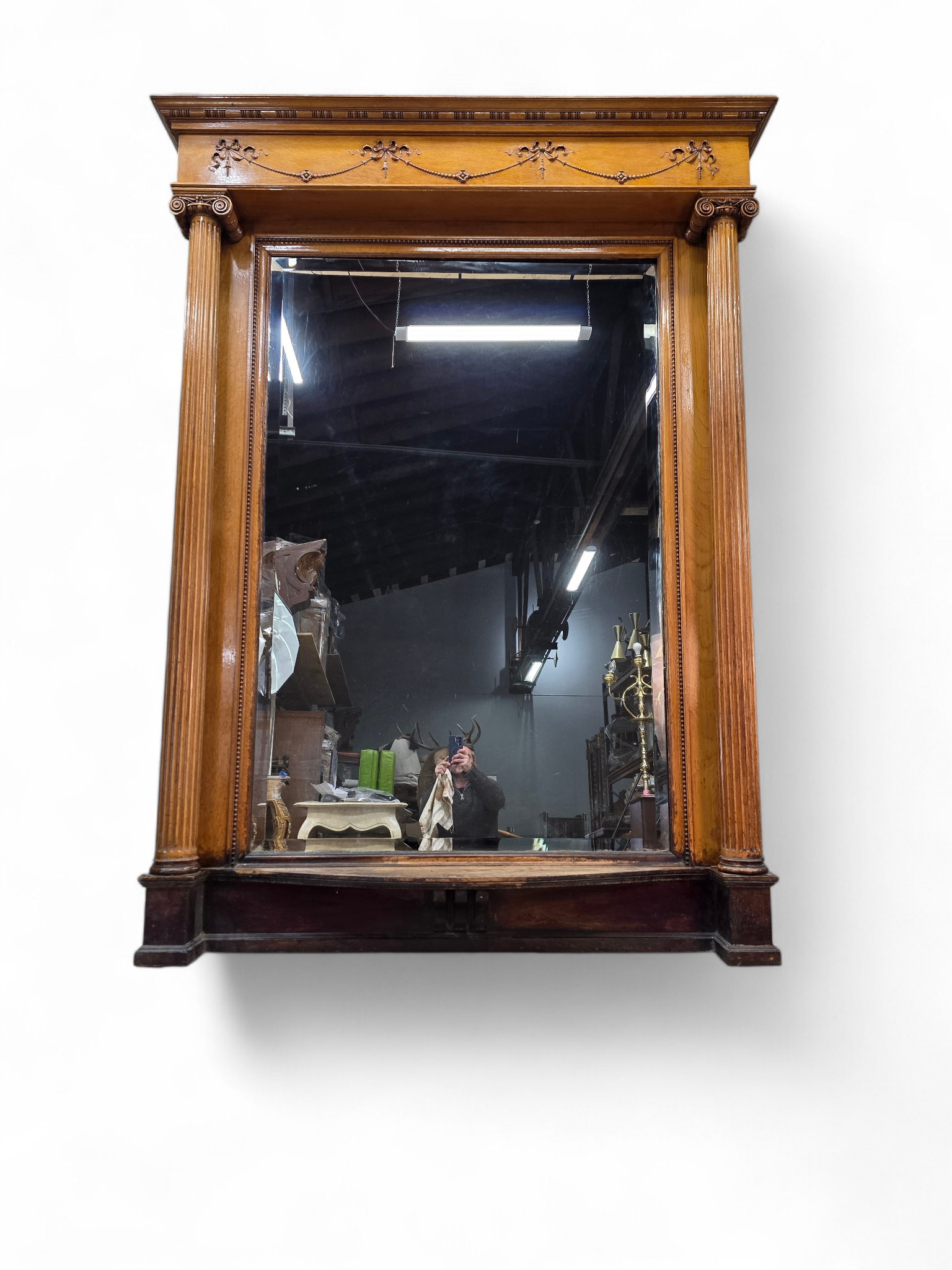 Antique Victorian Style Architectural Salvage Beveled Pier Mirror