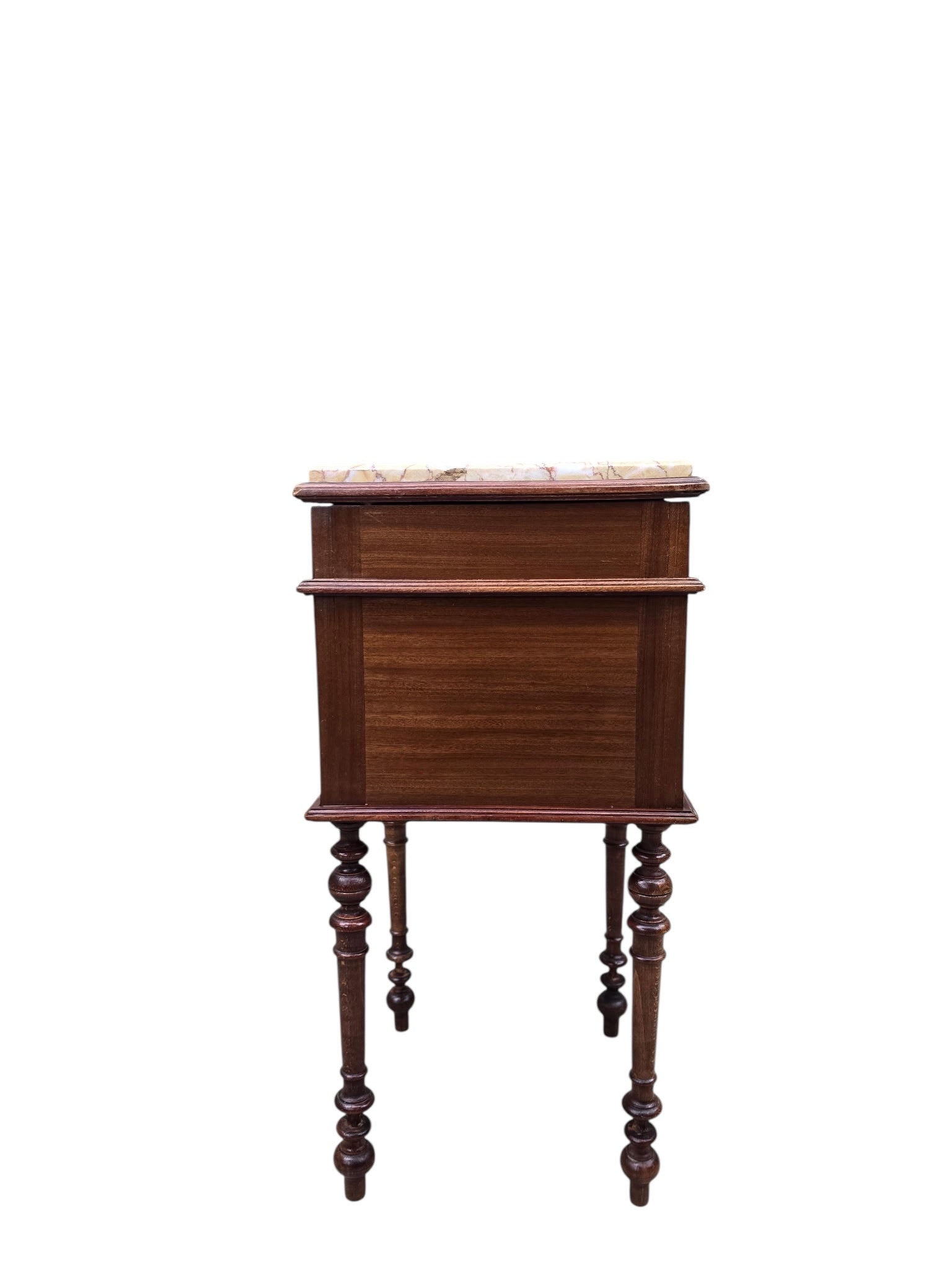 Antique French Carved Ornate Marble Top Smoking Storage Table