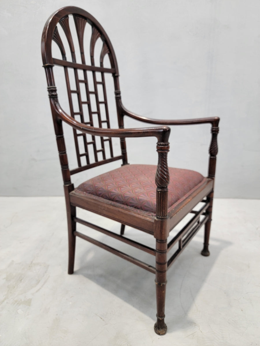 Antique American Aesthetic Carved Mahogany Armchair