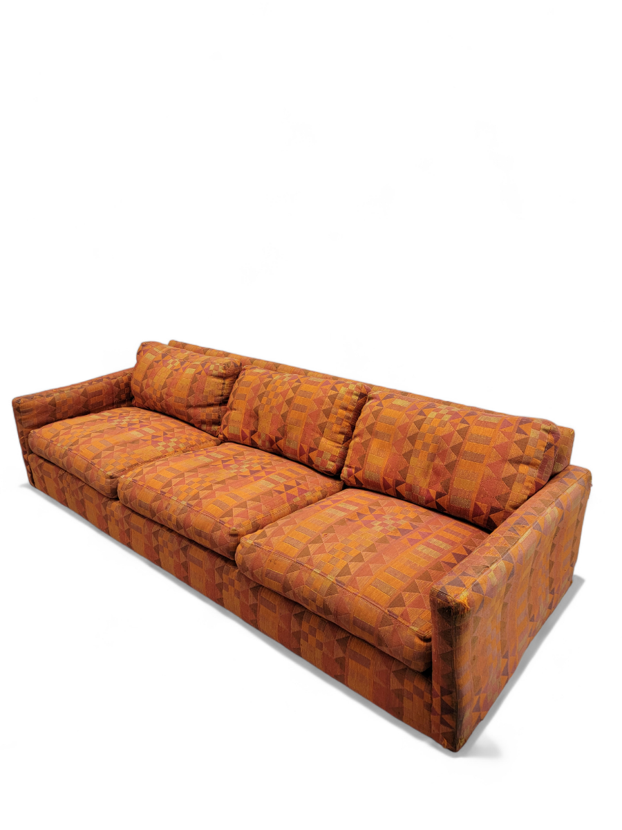 Mid Century Modern Milo Baughman Tuxedo Sofa & Cube Chair For Thayer Coggin - 2 Piece Set