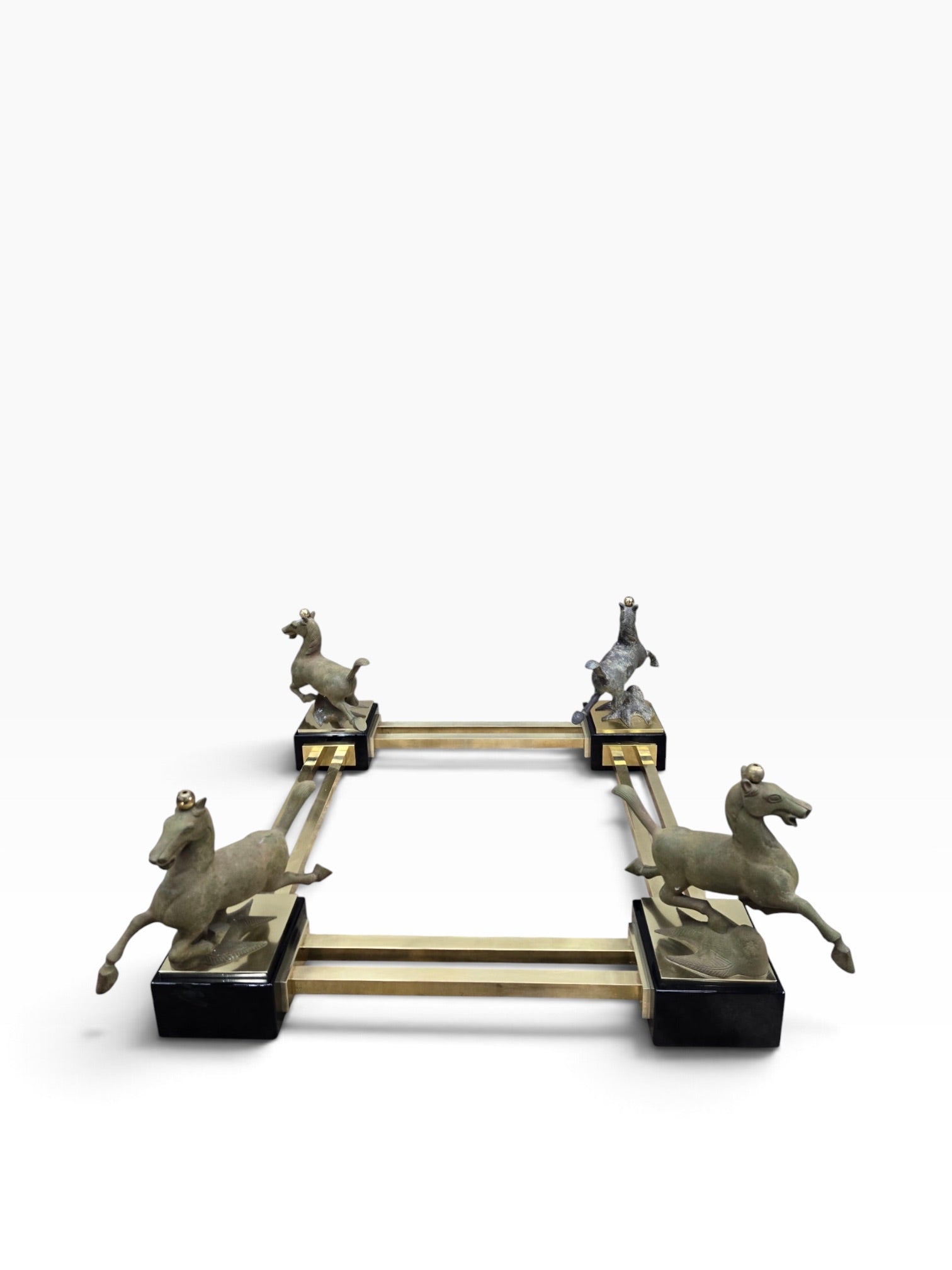 Maison Charles–Style Flying Horse of Gansu Glass-Top Cocktail Table