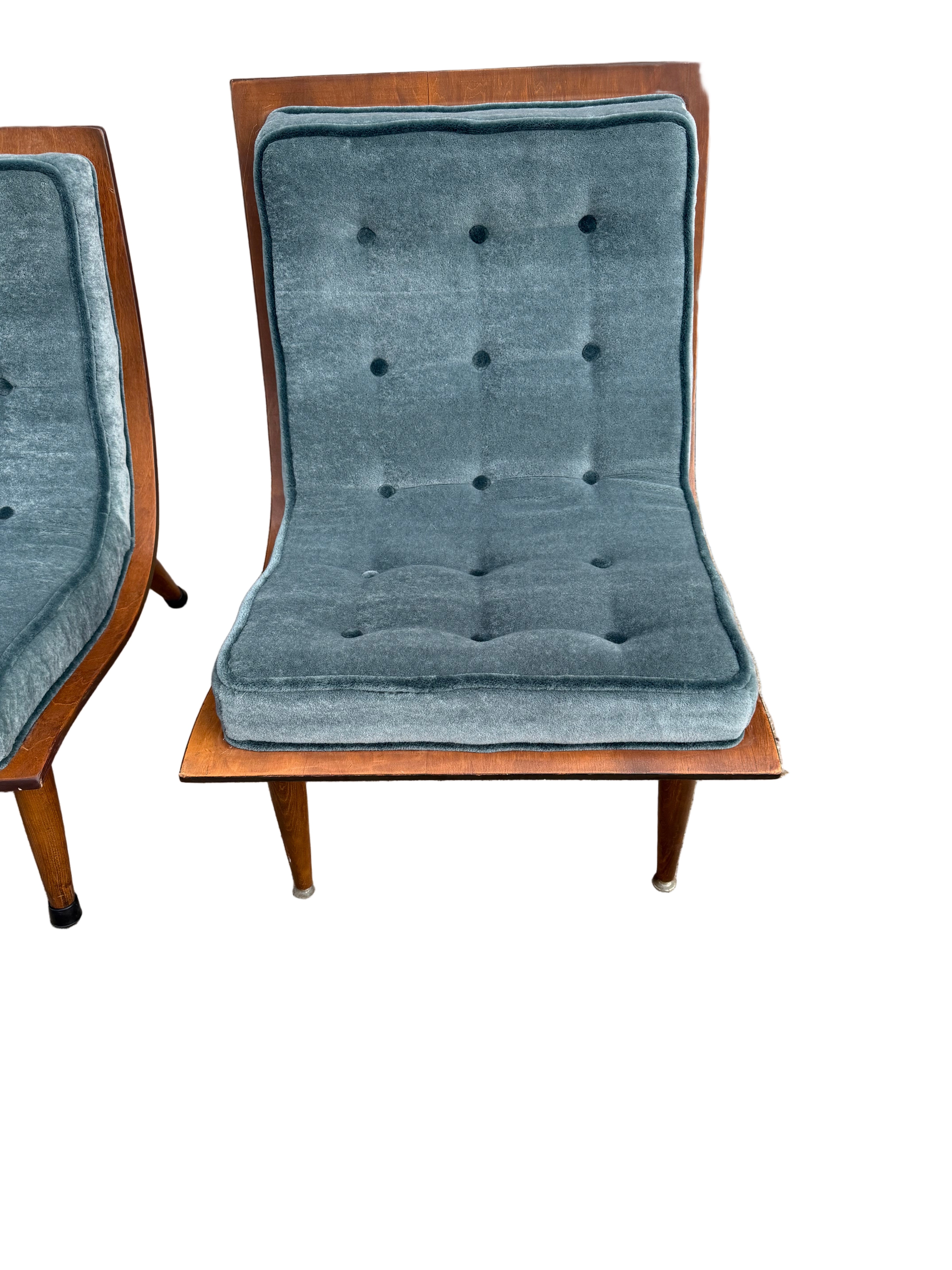 Mid Century Modern Bentwood Scoop Chairs by Carter Brothers Newly Reupholstered Mohair - Set of 2