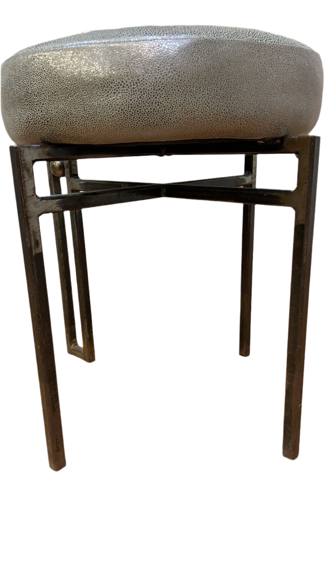 Vintage Modernist Forged Iron Accent Chair Newly Reupholstered