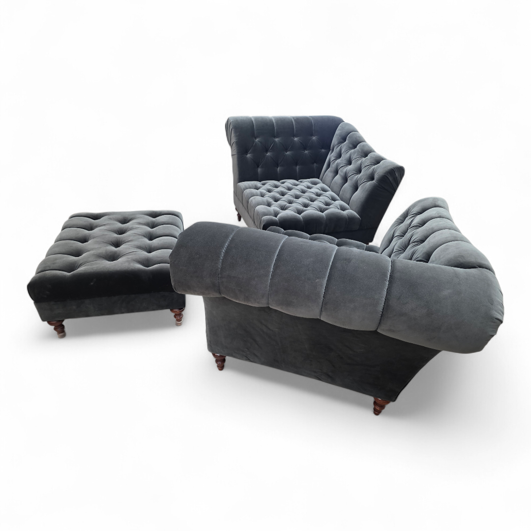 Vintage Chesterfield Style 3 Piece Lounge Set by Bernhardt Salon Interiors Newly Reupholstered