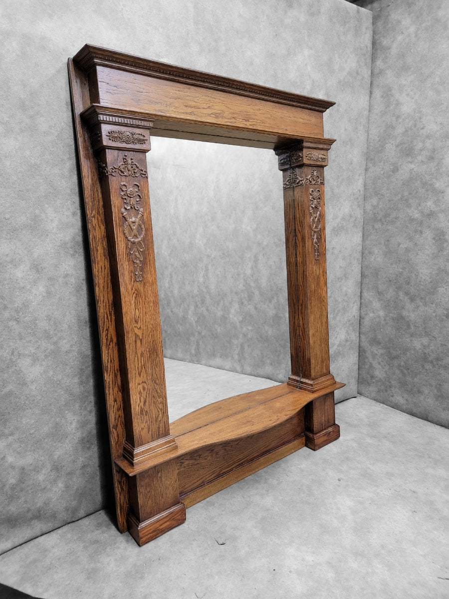 Antique Victorian Quarter-Sawn Oak Salvaged Console Pier Mirror