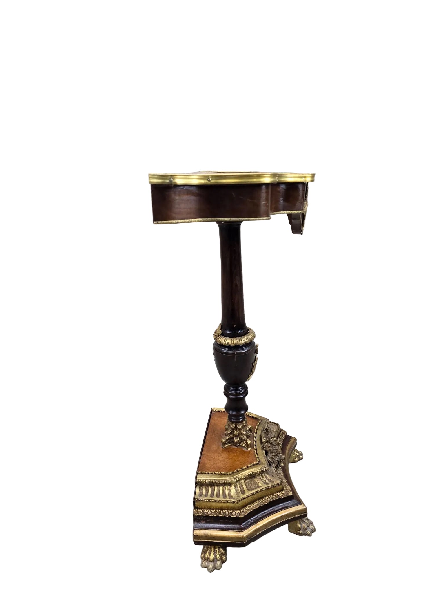 Vintage French Louis XV Style Walnut & Gilt Bronze Console Table