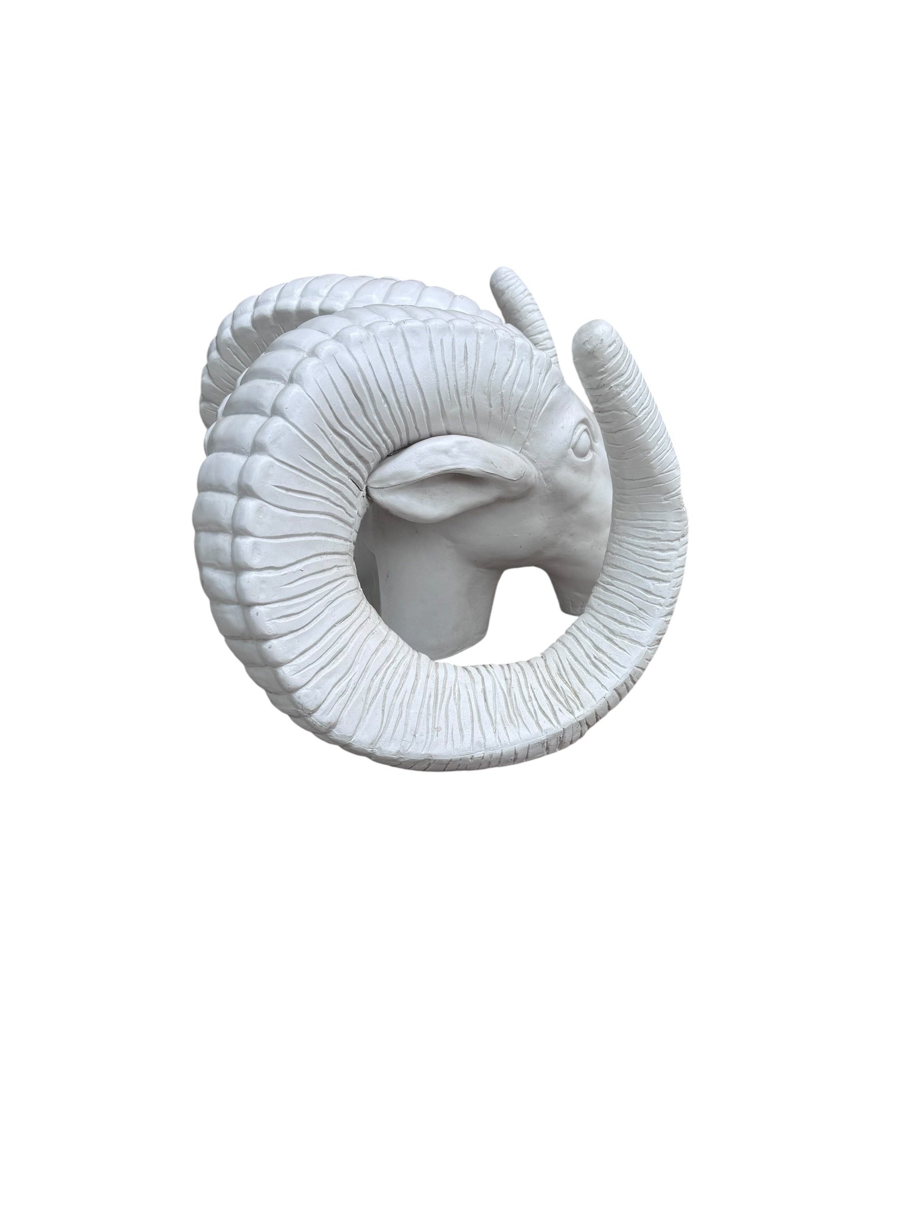 HOLD - Vintage White Rams Head Statue