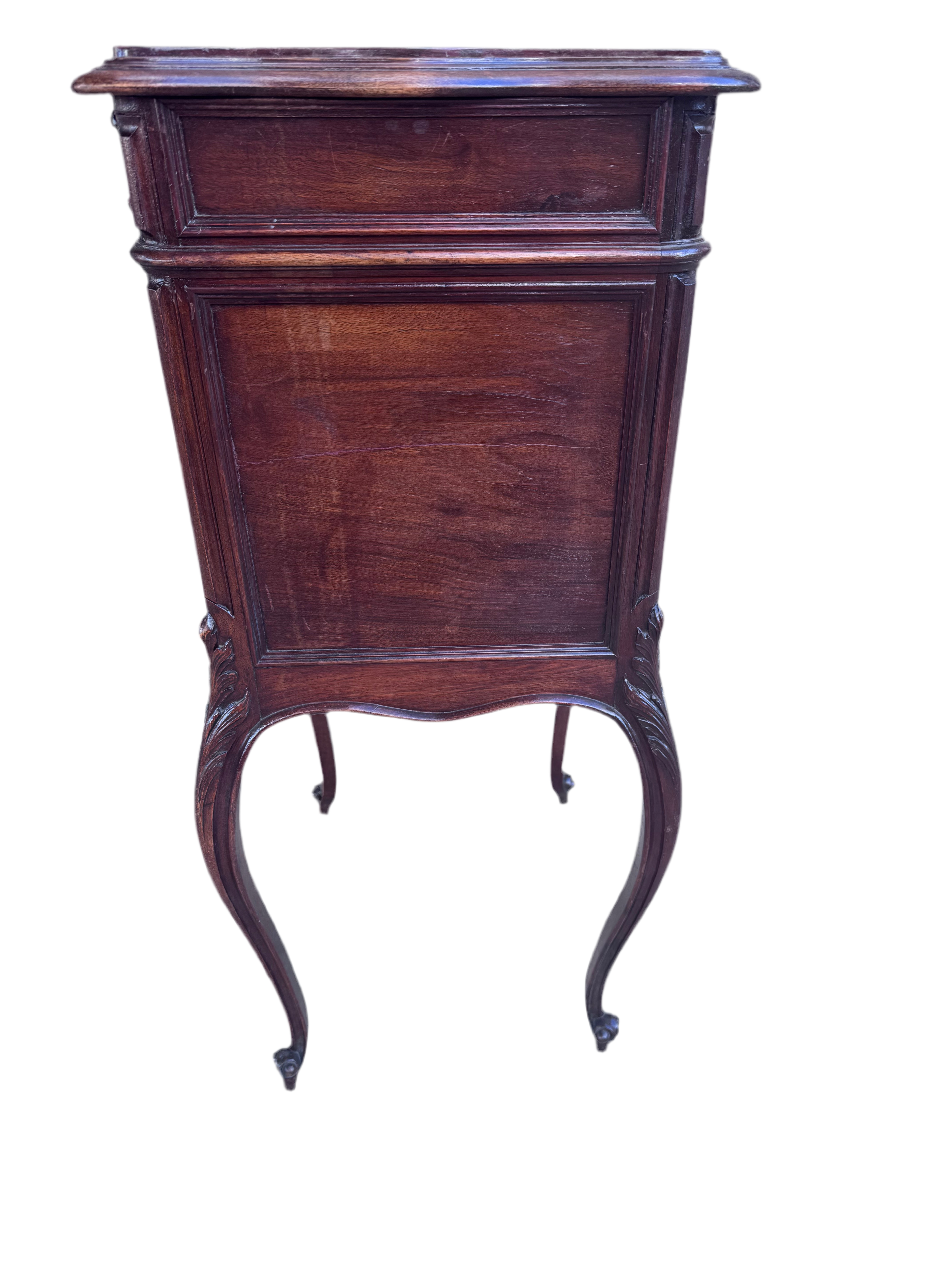 New - Antique French Louis XV Style Carved Marble Top Smoking Stand/ End Table