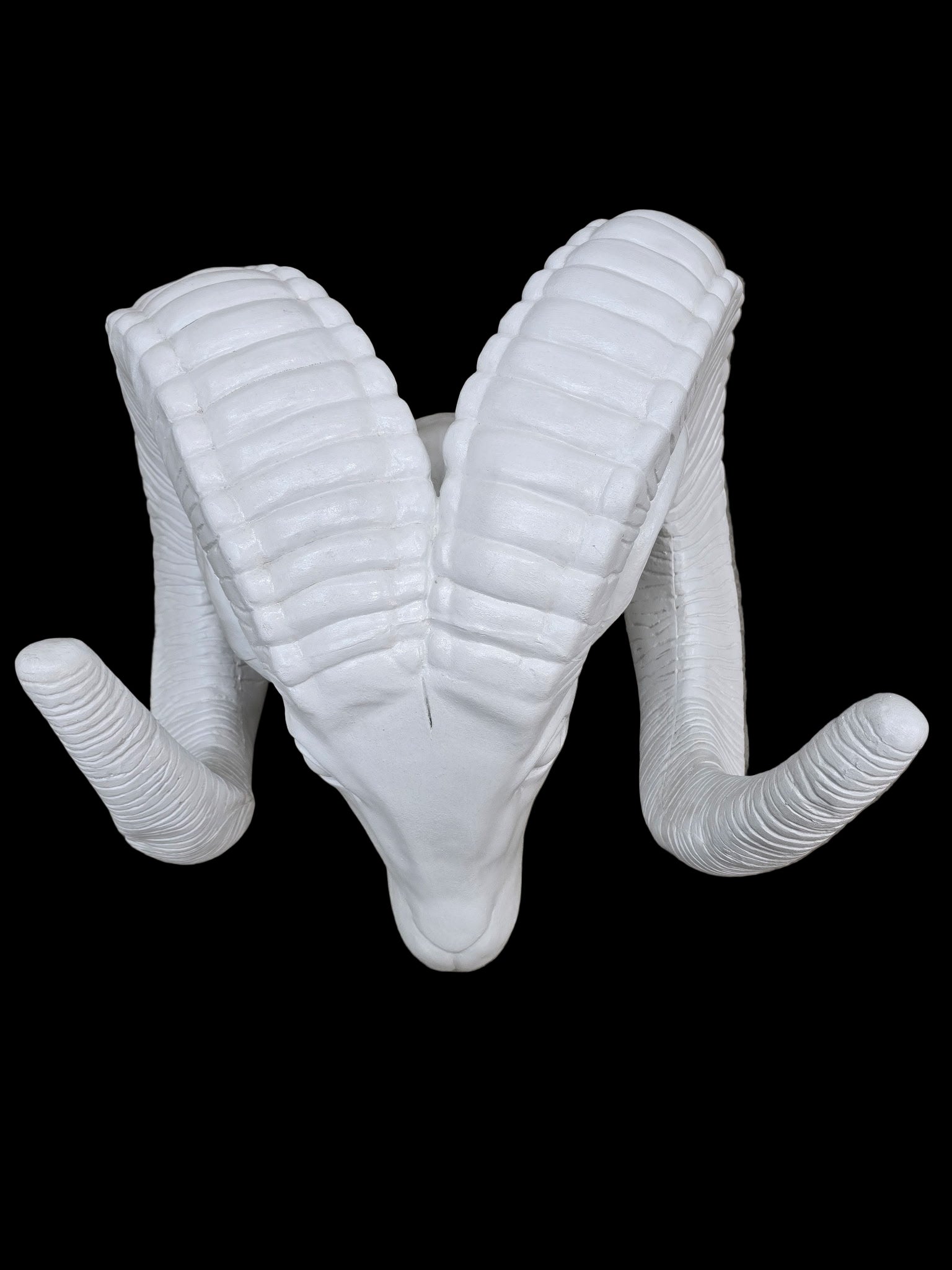 Vintage White Rams Head Statue