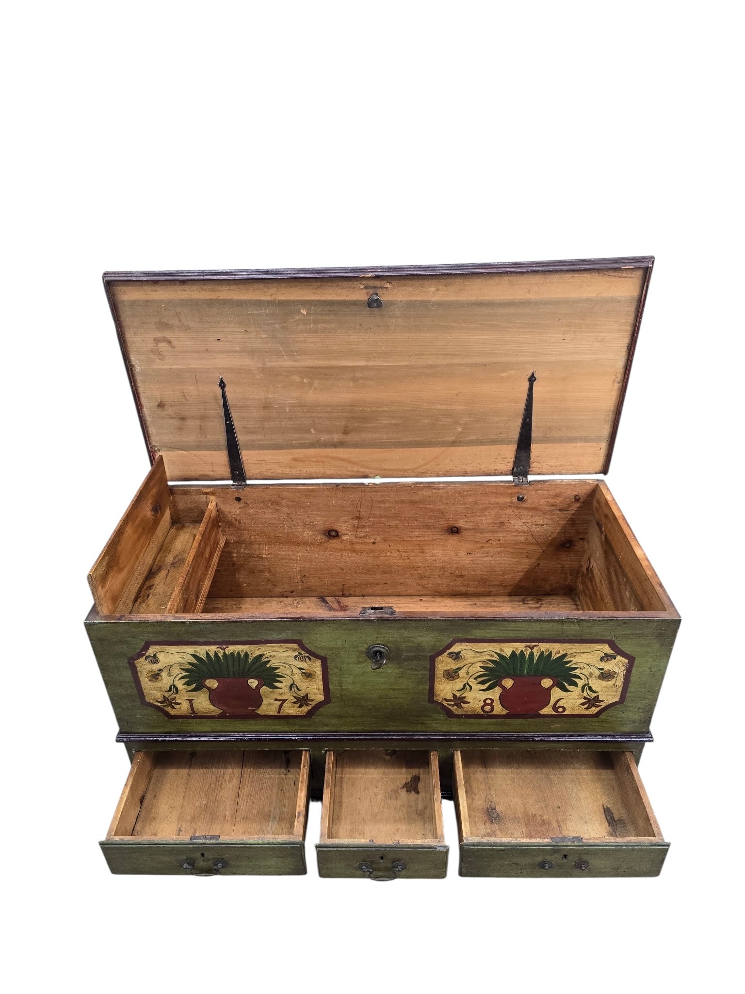Antique Pennsylvania Dutch Folk Art Painted Blanket Chest / Hope Chest Dated 1786