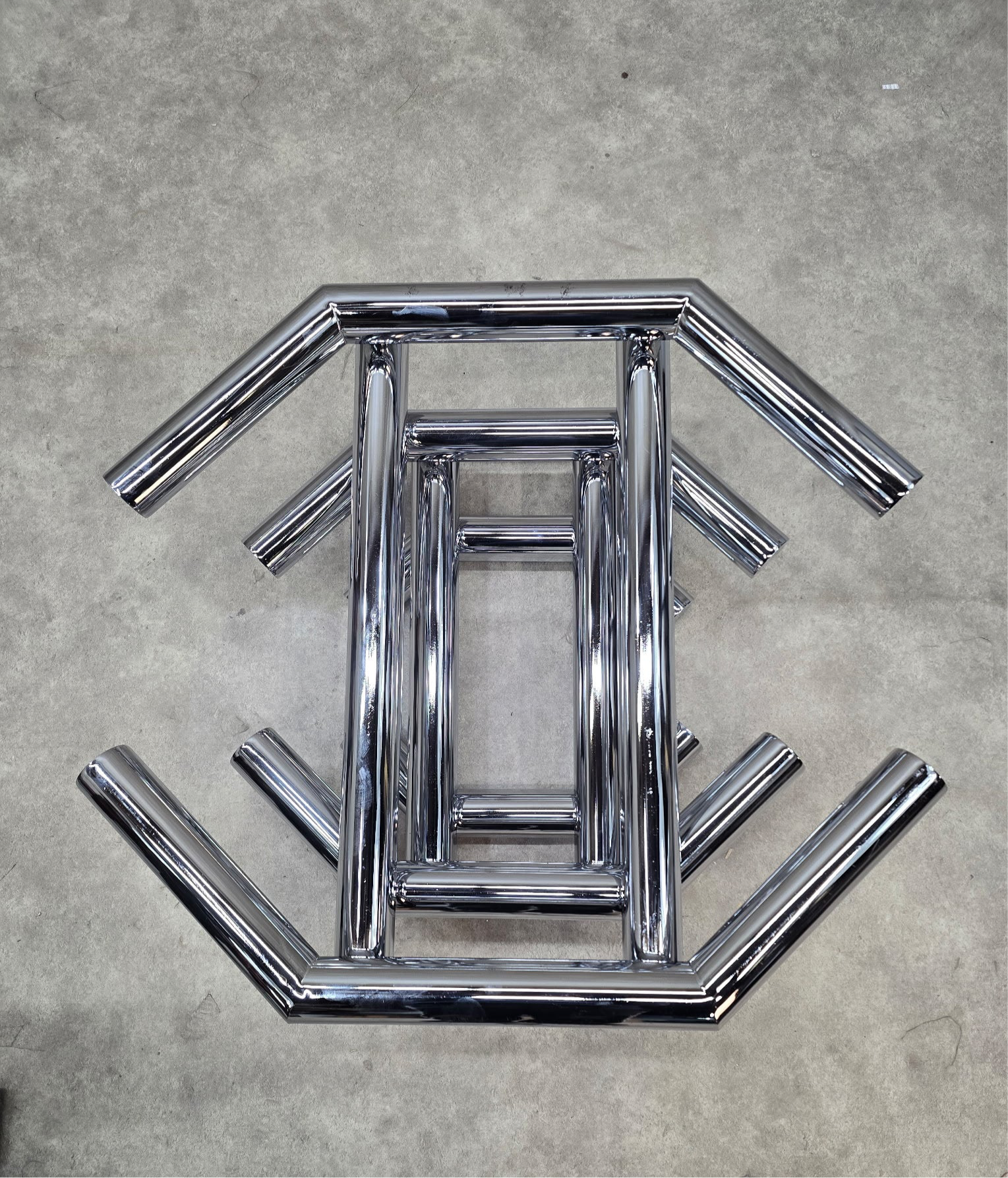 Mid Century Modern Paul Mayen Style Stacked Octagonal Tubular Chrome Coffee Table