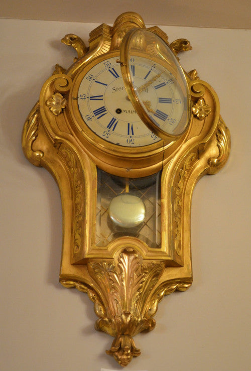 Antique Continental Giltwood Wall Clock Sterregaard Malmo