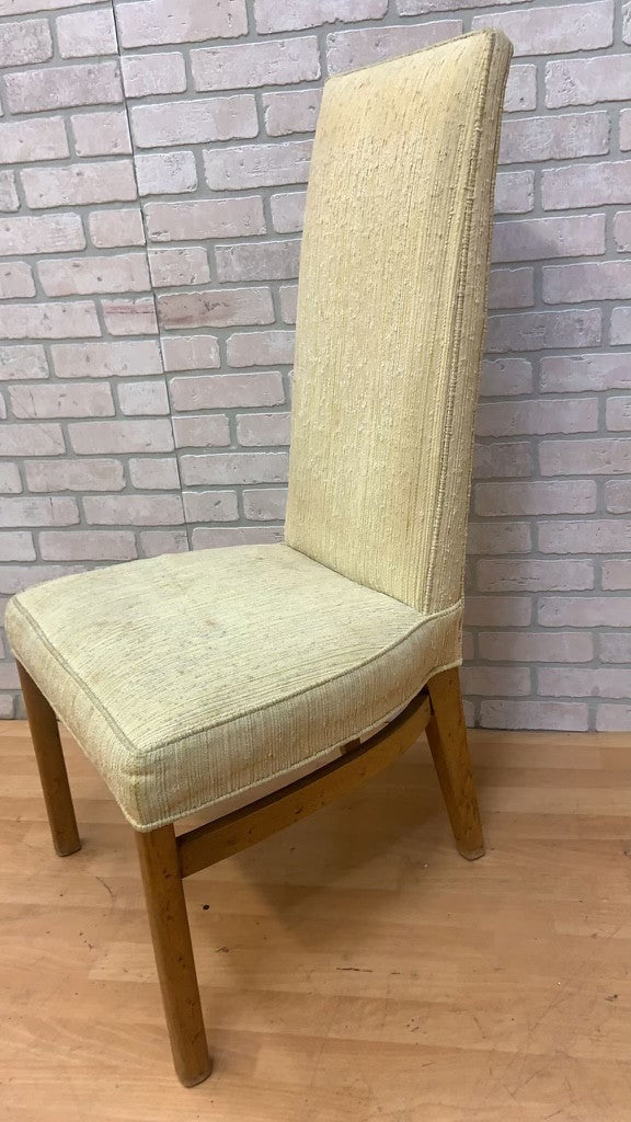 Mid Century Modern Drexel Heritage Campaign Style High Back Walnut Dining Chairs - Set of 4