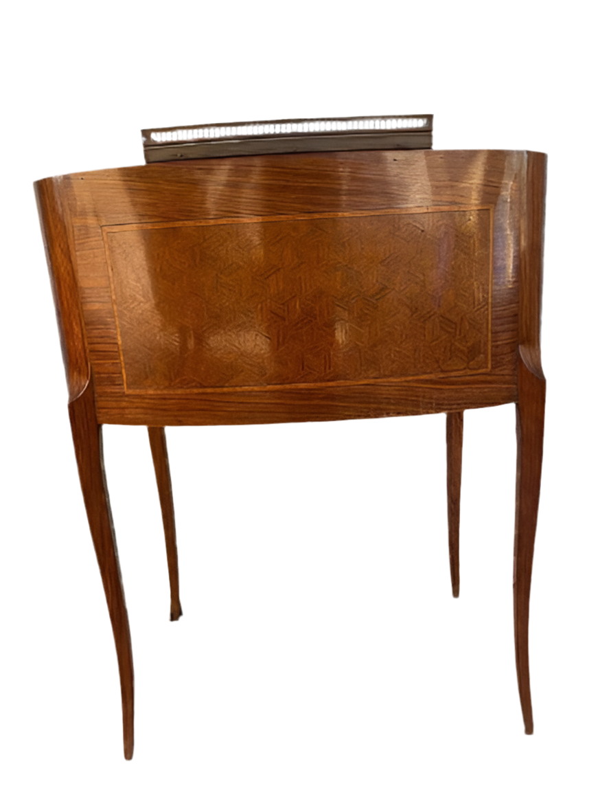 Antique French Louis Style Inlaid Petite Demilune Ladies Writing Desk