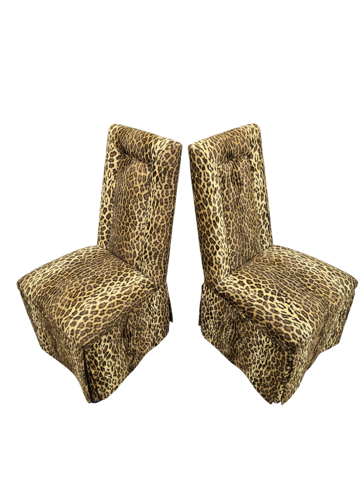 Vintage Henredon Style High-Back Skirted Side Chairs – Pair