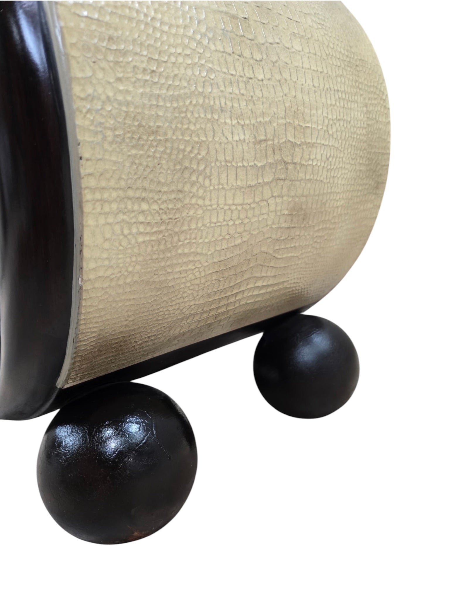 Hollywood Regency Sculptural Mahogany & Genuine Snakeskin Stacked Oval Étagère