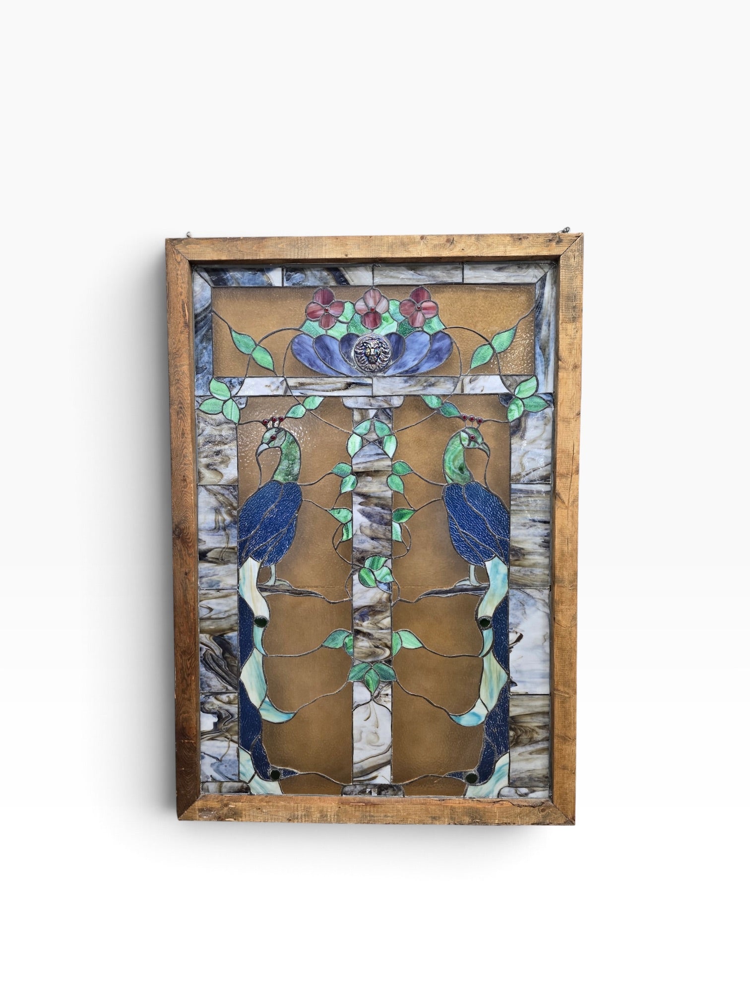 Peacock Design Stained Glass Window
