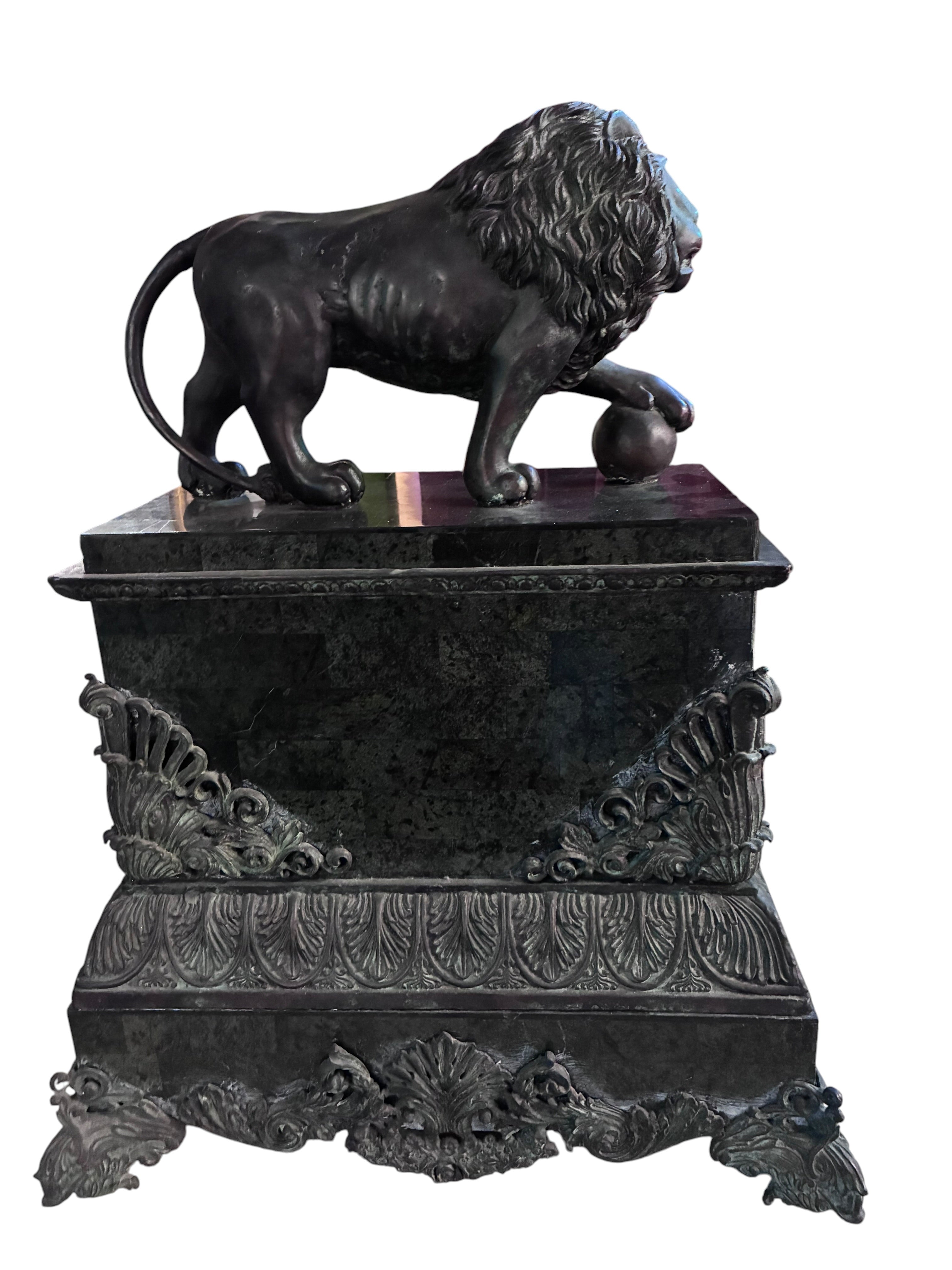 HOLD - Antique French Marble Lion Mantel Clock