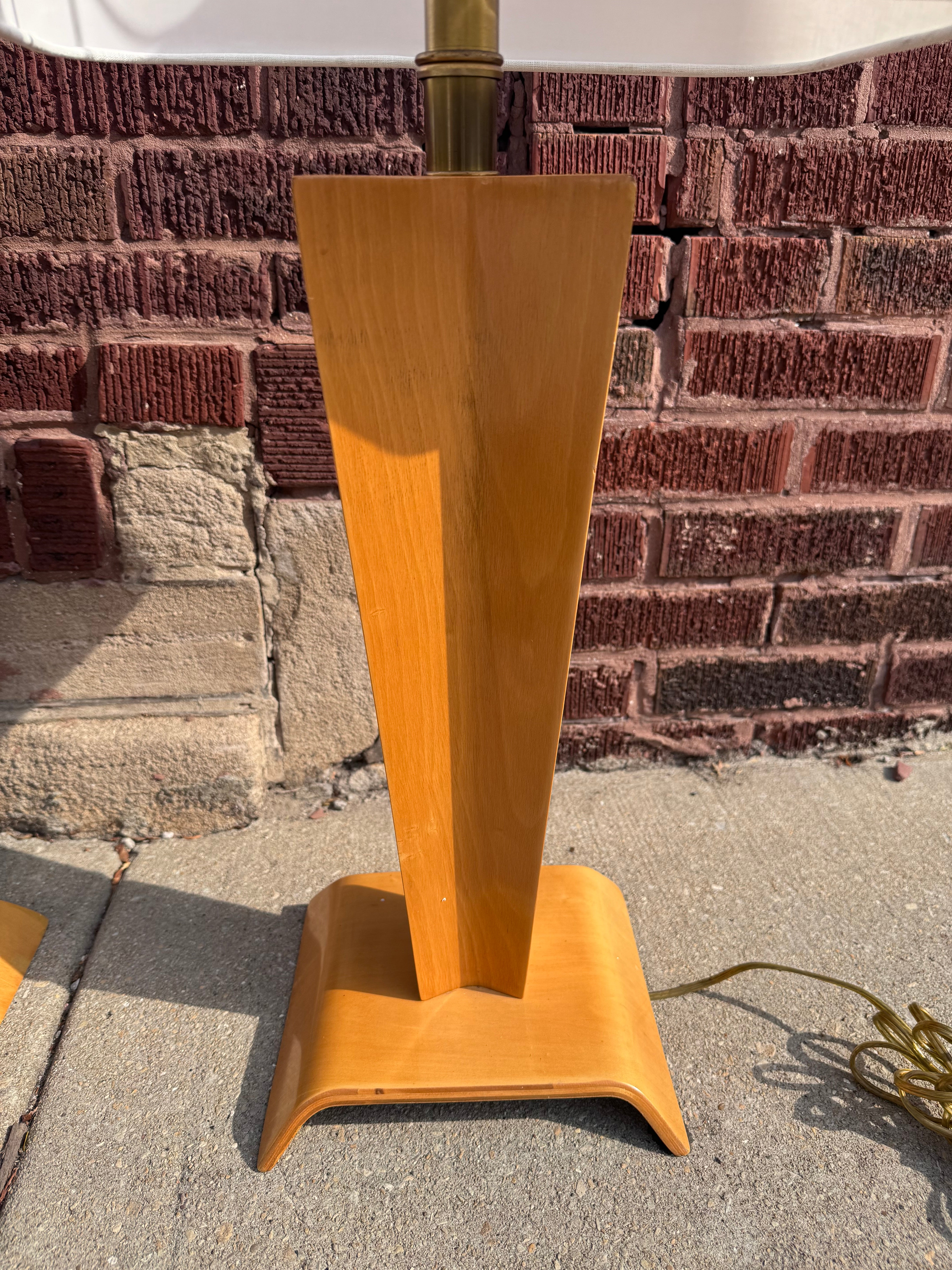 Postmodern Art Deco Style Bentwood Table Lamps - Pair