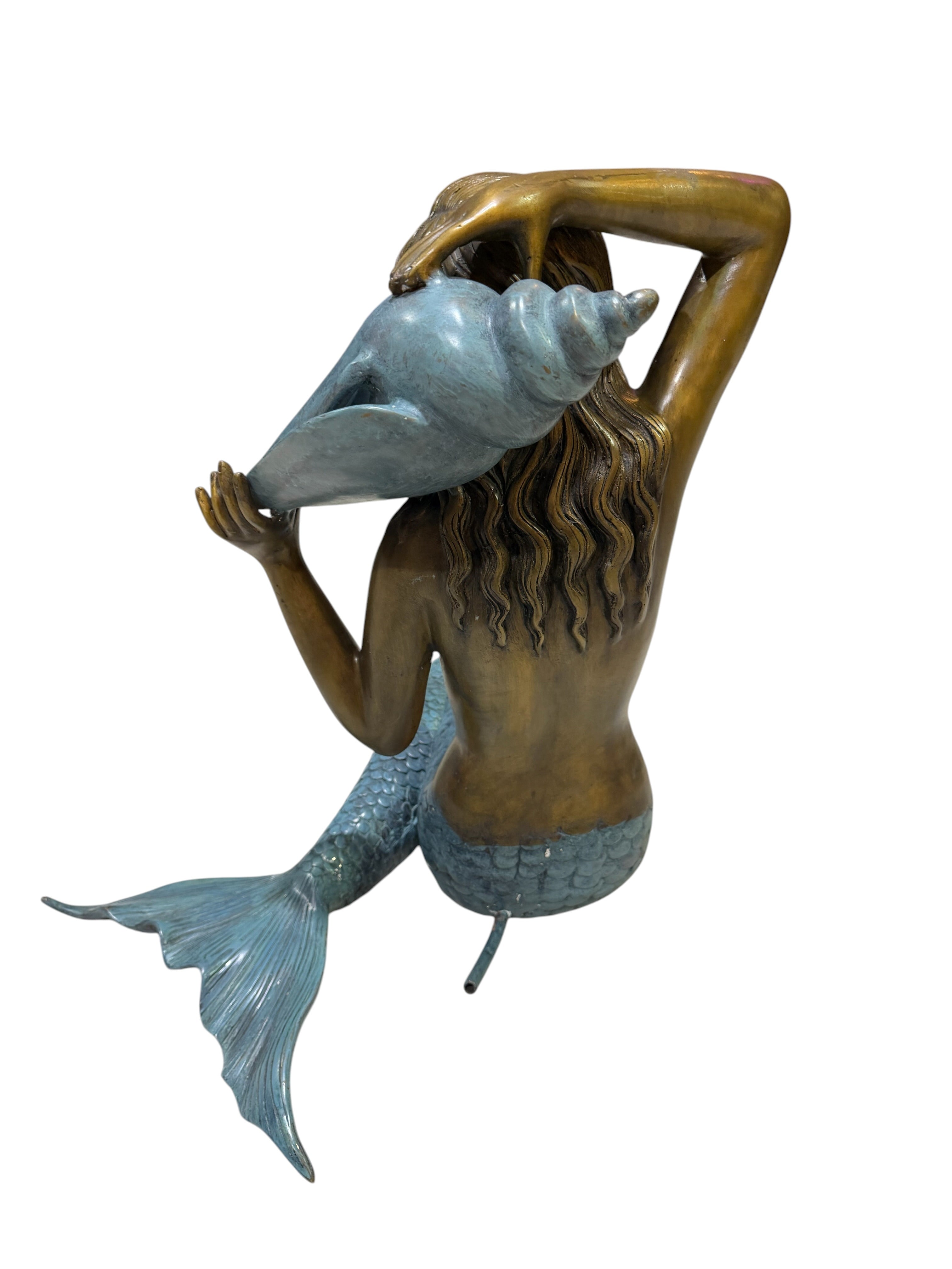 Bronze Mermaid Fountain Sculpture with Conch Shell