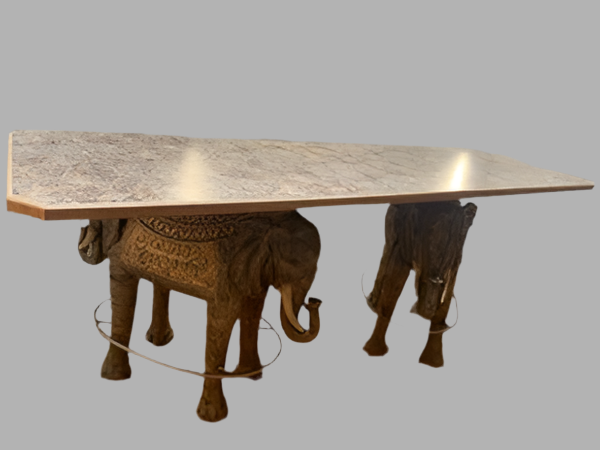 Vintage Asian Modern Hancock & Moore Style Elephant Bar Table