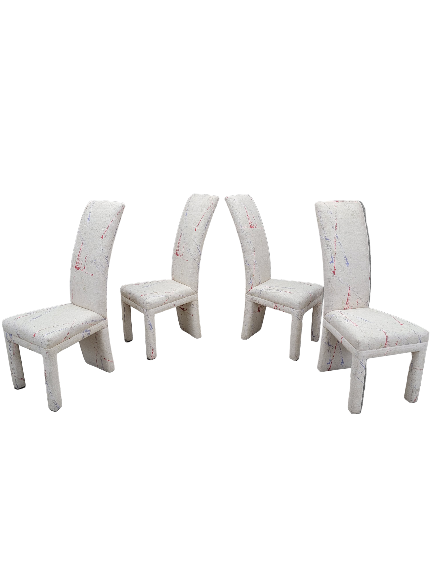 Vintage Modern High Back Parsons Dining Chairs - Set of 4