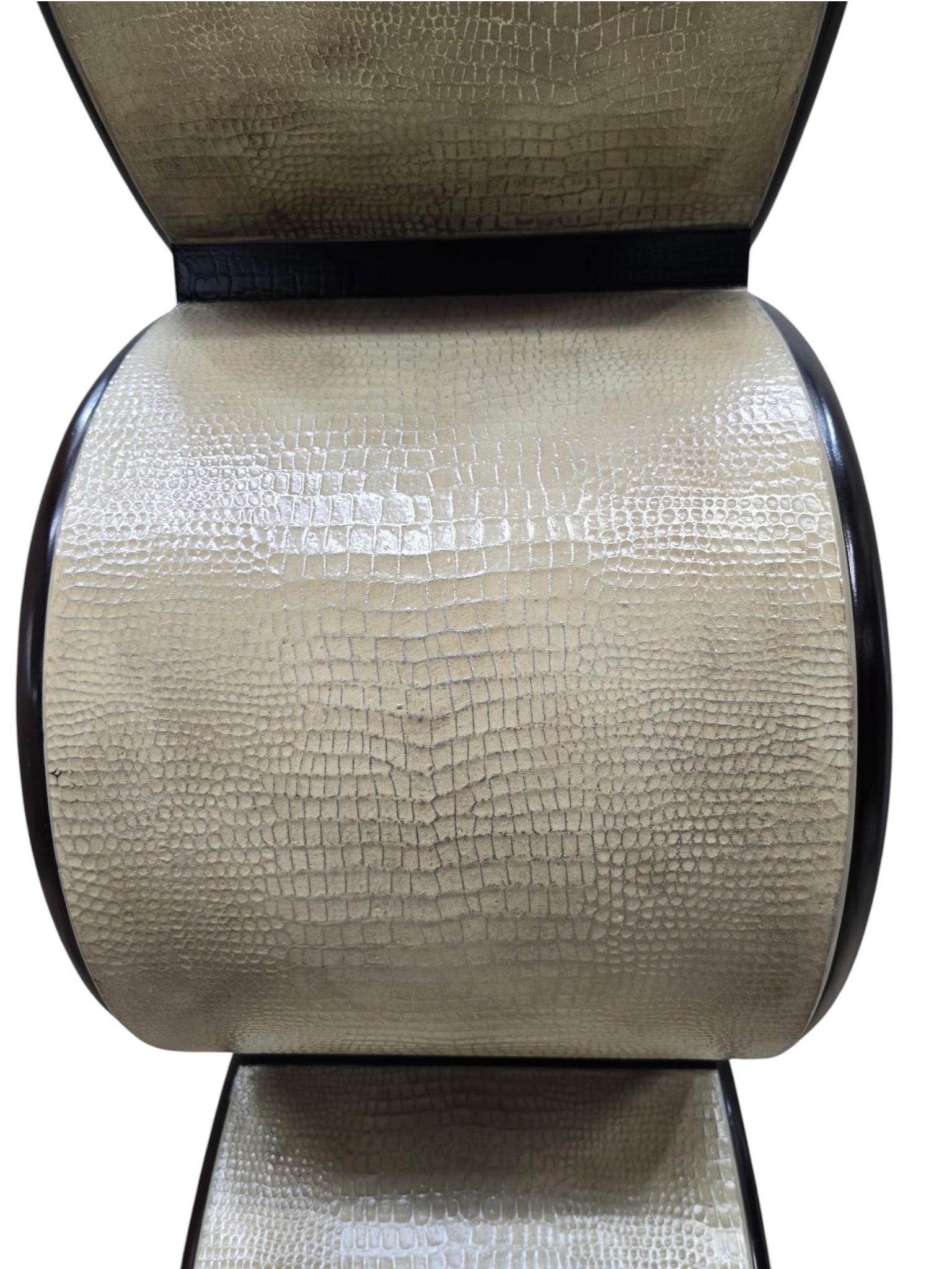 Hollywood Regency Sculptural Mahogany & Genuine Snakeskin Stacked Oval Étagère