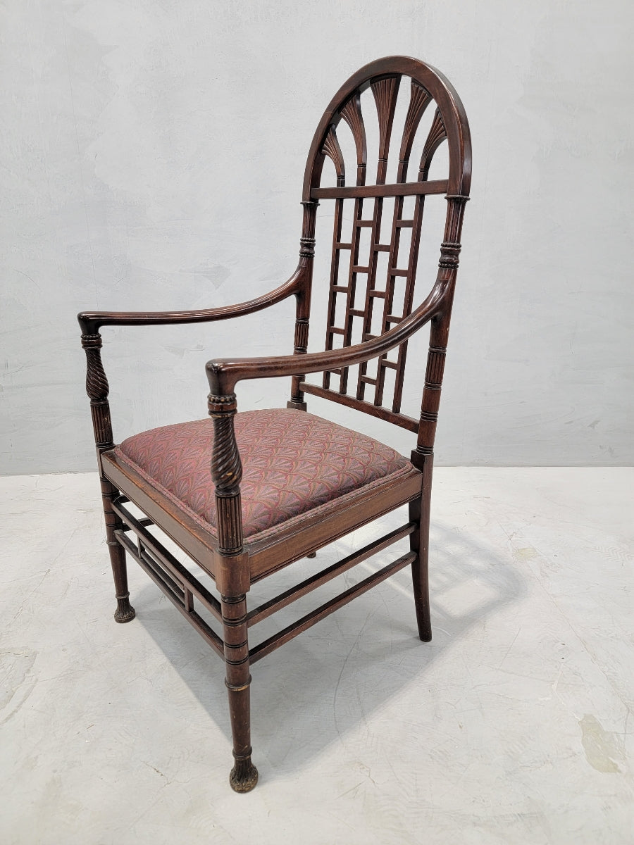 Antique American Aesthetic Carved Mahogany Armchair