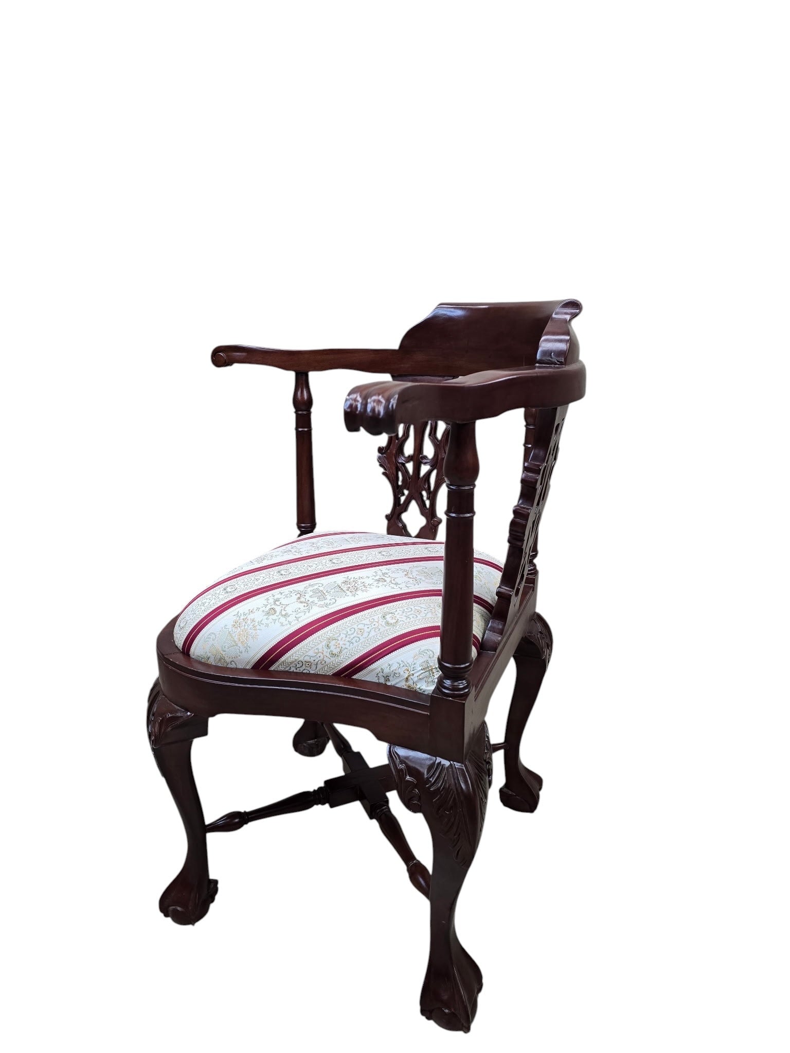 NEW - Antique English Carved Corner Chair - Pair