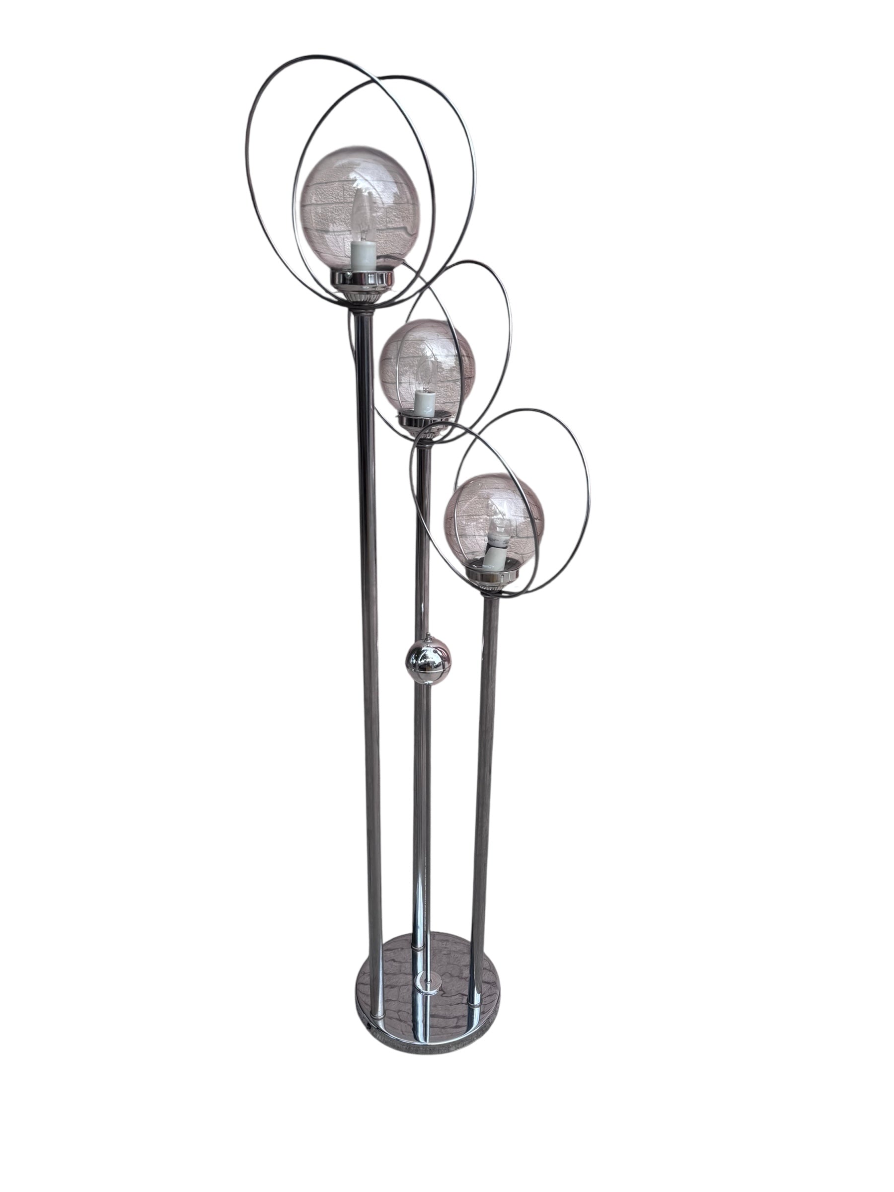 Mid Century Modern Chrome 3 Orb Globe Atomic Floor Lamp
