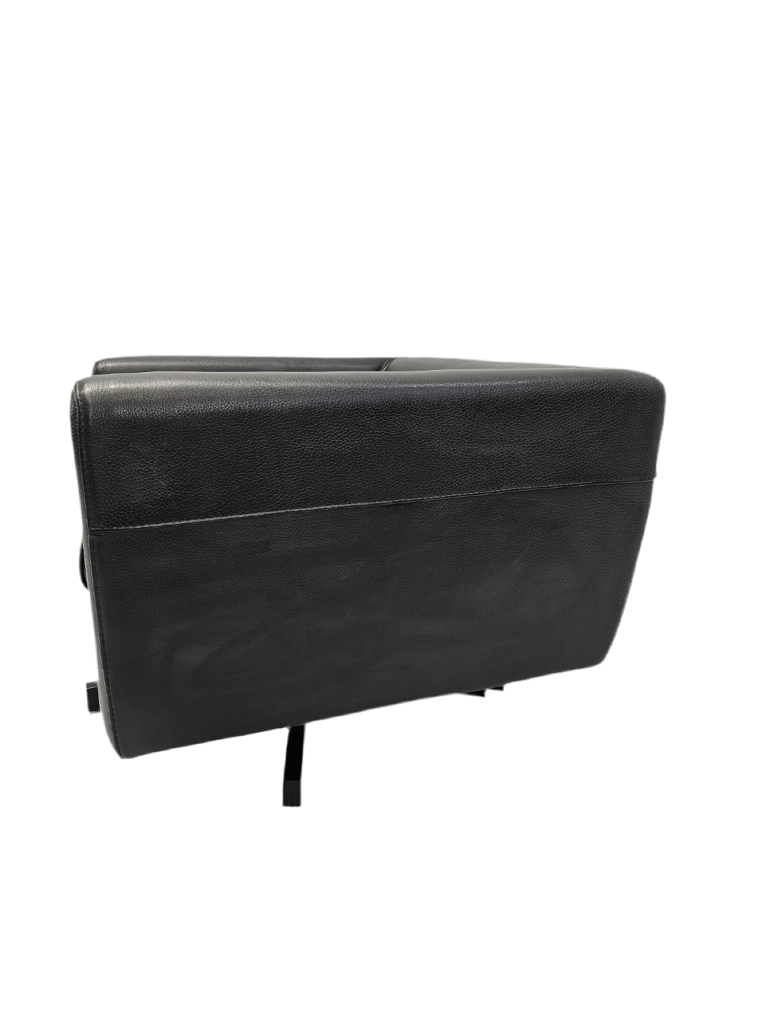 Mid Century Modern Roche Bobois Swivel Lounge Chair in Black Leather