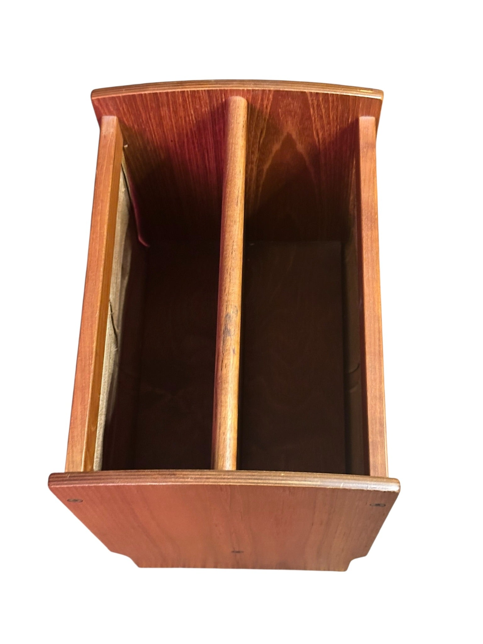 Vintage Scandinavian Wood and Leather Magazine Rack