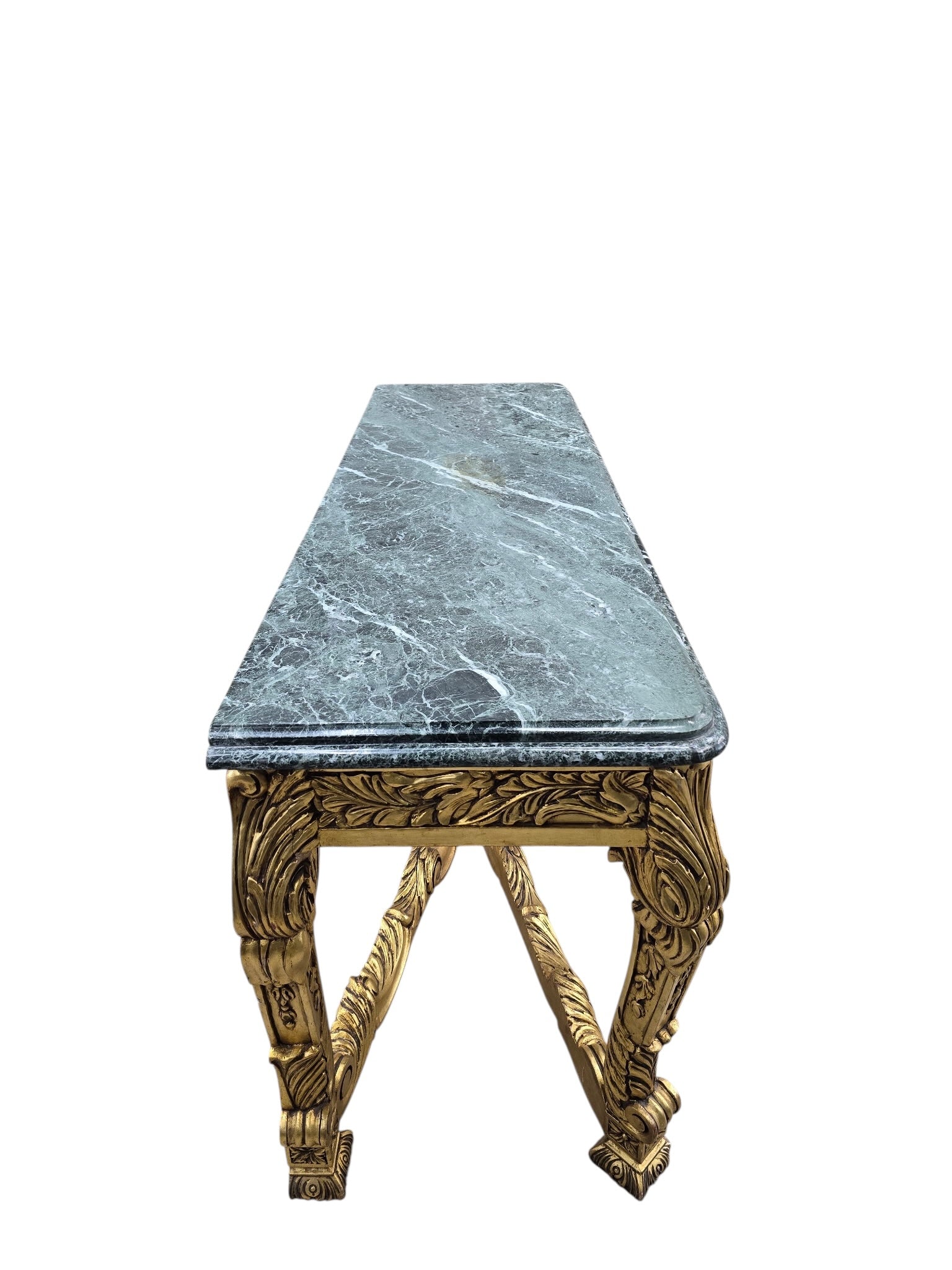 Antique French Louis XV Style Carved Giltwood Console Table with Marble Top
