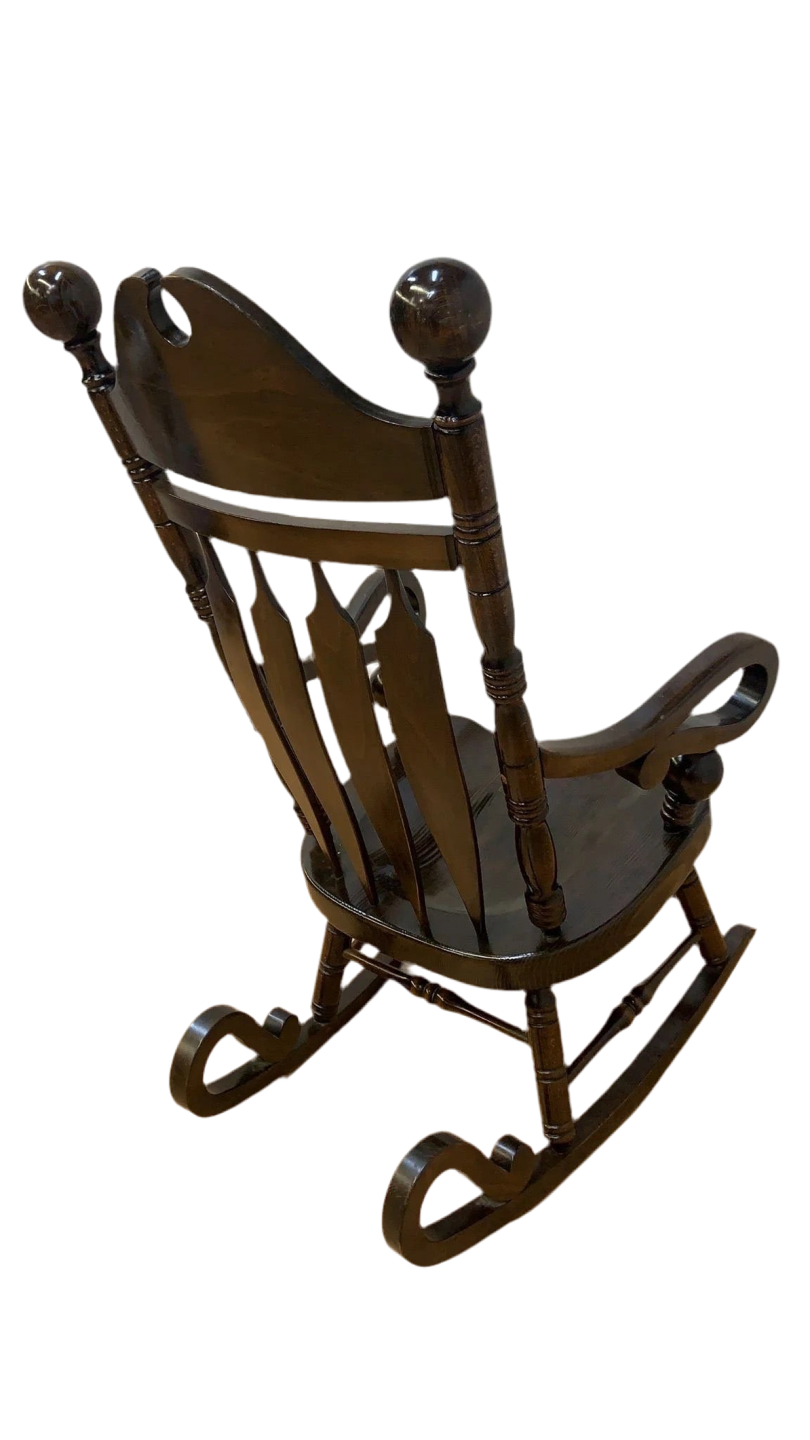 Vintage Yugoslavian High Back Wood Rocking Chair