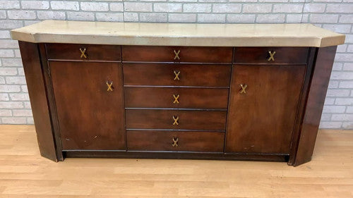 Mid Century Modern Paul Frankl for Johnson Furniture Company Cork and Mahogany Credenza