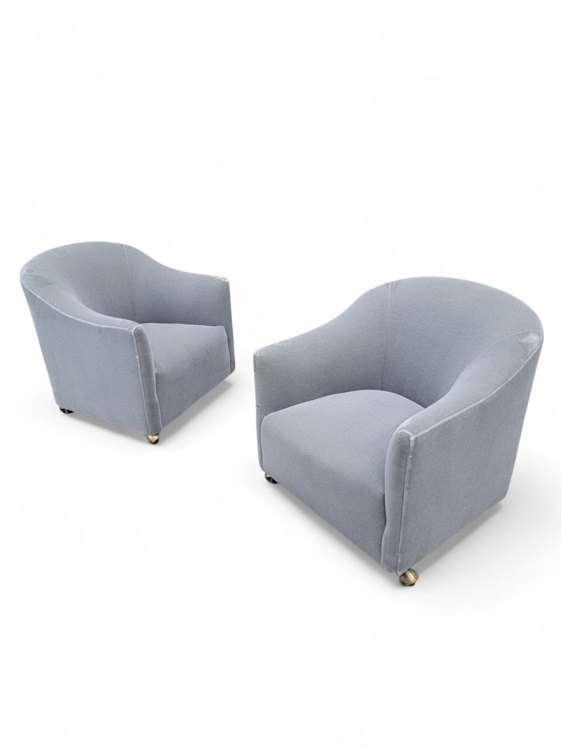 Mid Century Modern Barrel Back Club Chairs by Kroehler Newly Upholstered  - Pair